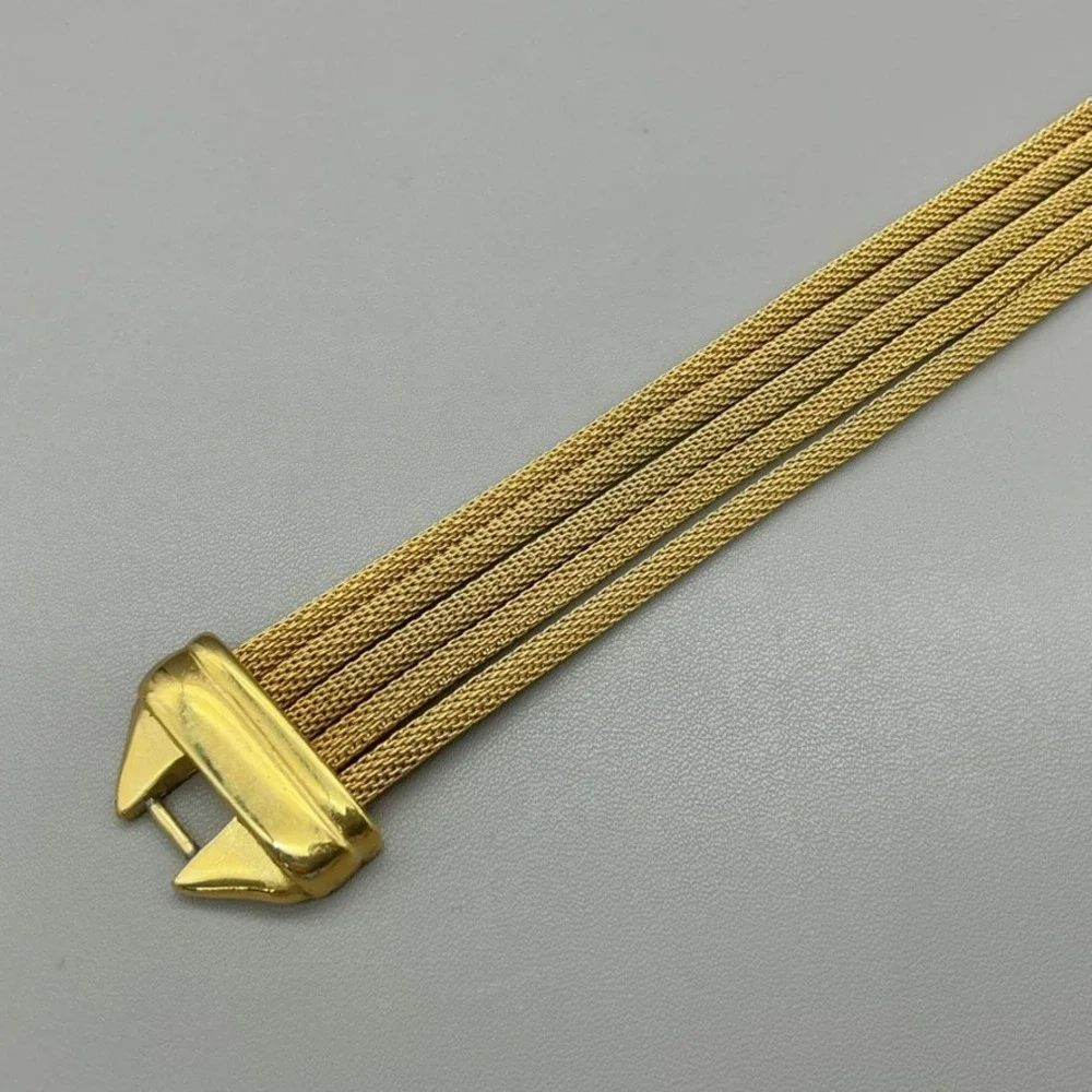 Monet Bracelet Womens Gold Tone Multi Strand Mesh Chain Link Vintage 7.25 In